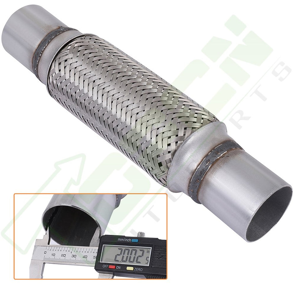 2inch x 8inch w/ Ends 12inch Long Exhaust Flex Pipe Coupling Stainless Steel Triple Ply