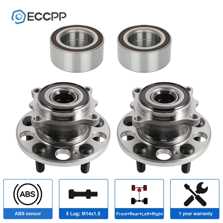 4 Front & Rear Wheel Bearing Hub Assembly Fits 2009-2012 2013 2014 Acura TL AWD