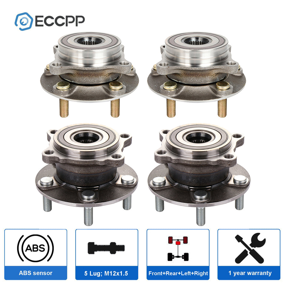 4 Front Rear Wheel Hub Bearing For Mitsubishi Lancer 2008 - 2013 2014 2015 AWD