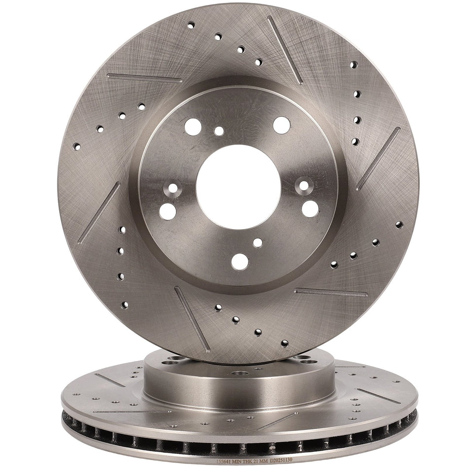 Fits Honda For Accord 1998 - 2010 2011 2012 Drilled Slotted Brake Rotors Front