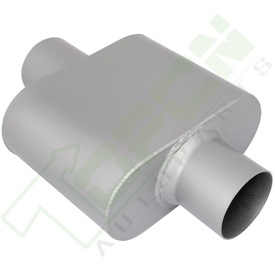 3inch Center Inlet- Outlet Exhaust Chamber Muffler Aluminized Steel Long-12inch In