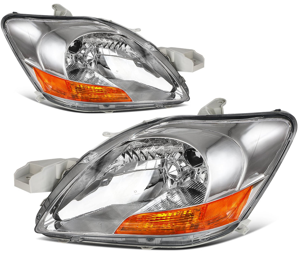Fits Toyota Yaris 1.5L Sedan 4-Door 2007-2011 Chrome Headlights Assembly Pair