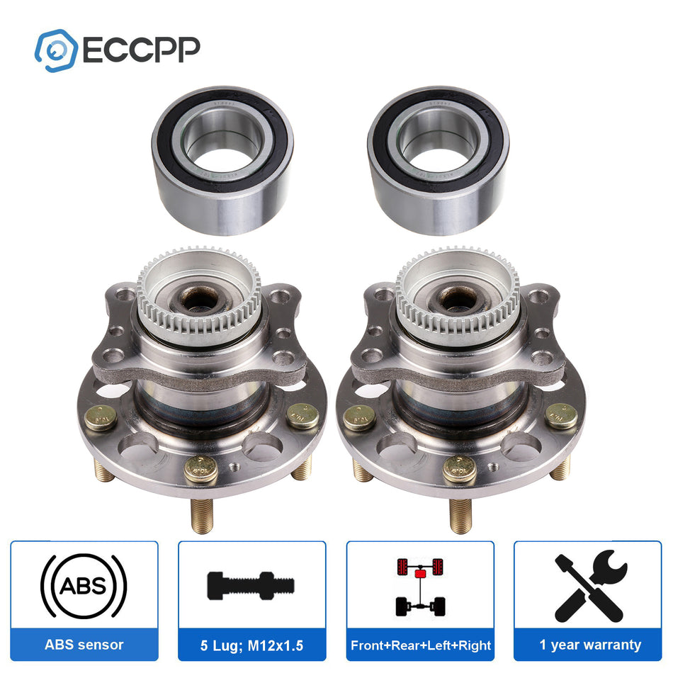 4 Pcs Front And Rear Wheel Hub Bearing Assembly For Hyundai Elantra 2011-2016