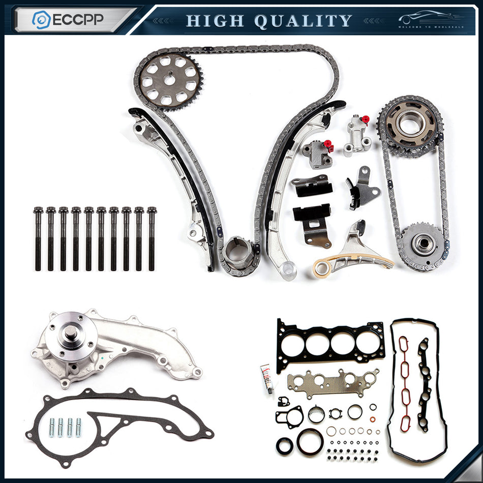 For 05-15 Toyota Tacoma 2.7L Water Pump and Head Gasket Bolts Set Timing Chain Kit 839927