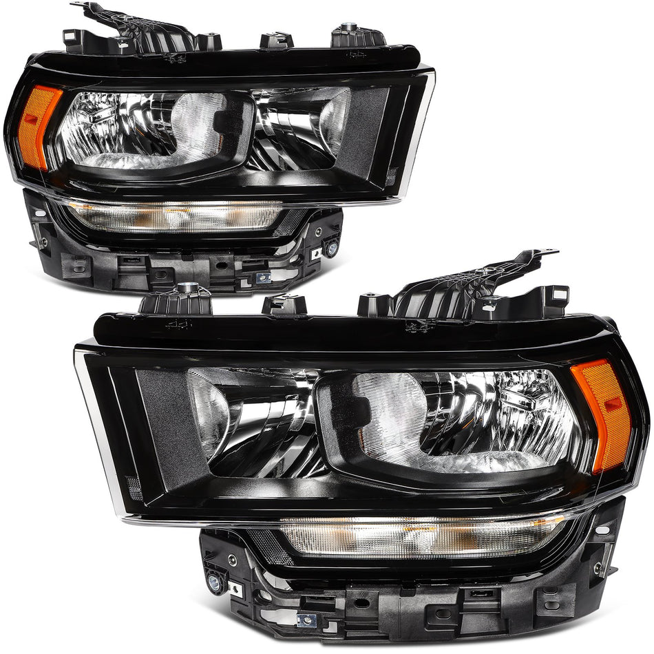 Pair For 2019-2024 Ram 2500 3500 Black Housing Headlights Assembly Left with Right