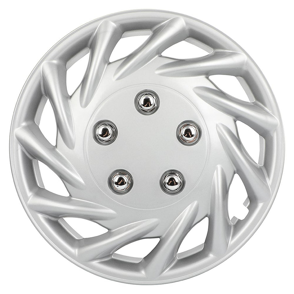 4 Set 14 Inch Wheel Hub Caps Silver Snap On For R14 Tire & Rim Wheel Covers Kit