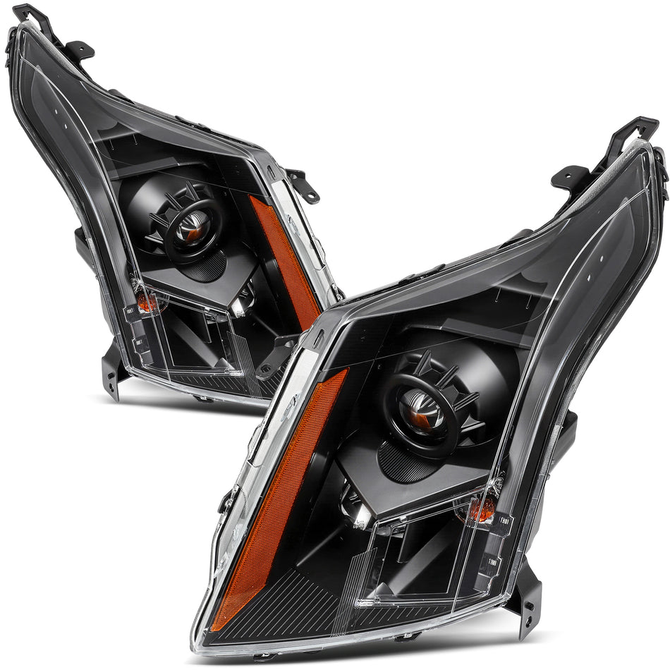 For 2010-2016 Cadillac SRX Black Projector Headlights Assembly Pair Headlamp