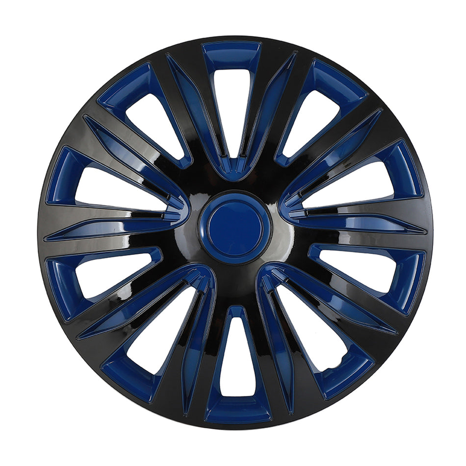4 pcs Blue & Black R17 17inch Snap On Hub Caps Wheel Covers With Retainer Ring