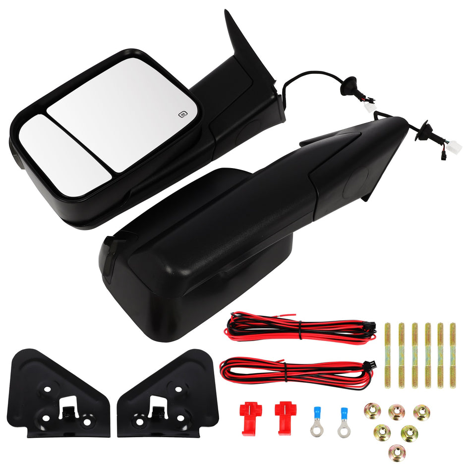 Pair Power Heated New LED Signal Tow Mirrors For Dodge Ram 1500 2500 1998-2002