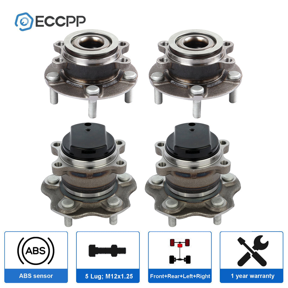 (4) For Nissan Rogue 2008 2009 2010 2011-2013 FWD Wheel Bearing Hub Front Rear
