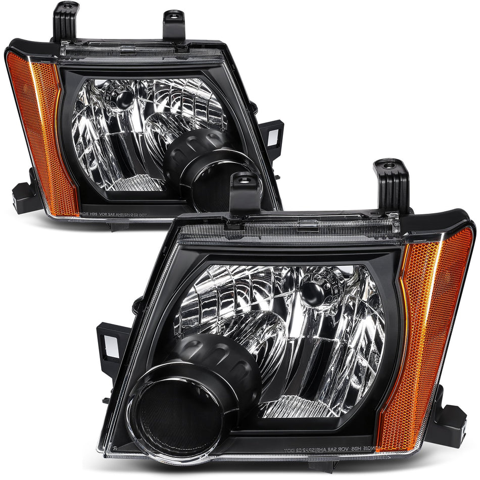 For Nissan For Xterra 2.5L 4.0L 2005-2015 Headlights Assembly Pair Black Housing