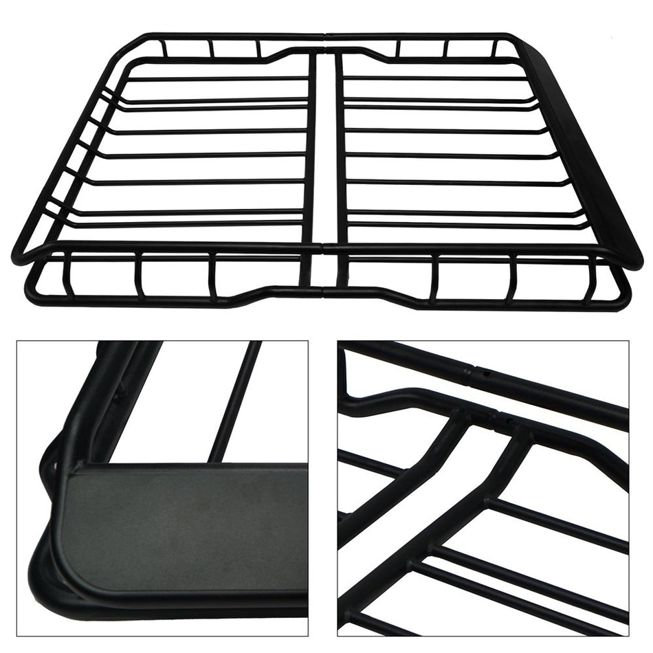 Black Universal Steel Roof Rack Basket L64inch x W36.6inch x H5.9inch Heavy-Duty New