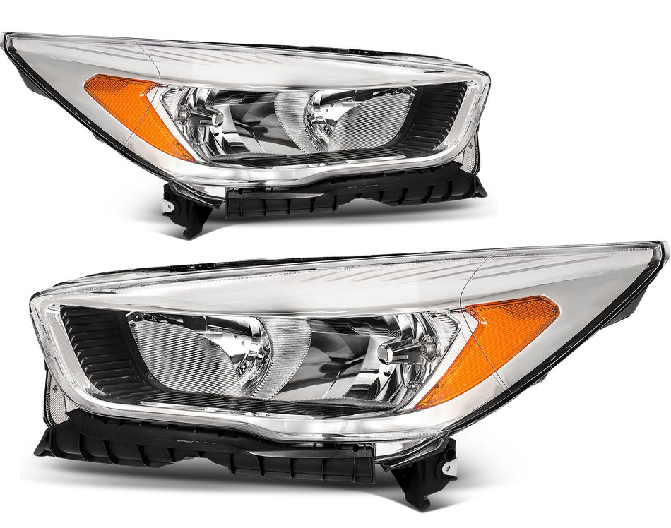 For Ford Escape 1.5L 2.0L 2.5L 2017-2019 Chrome Housing Headlights Assembly Pair