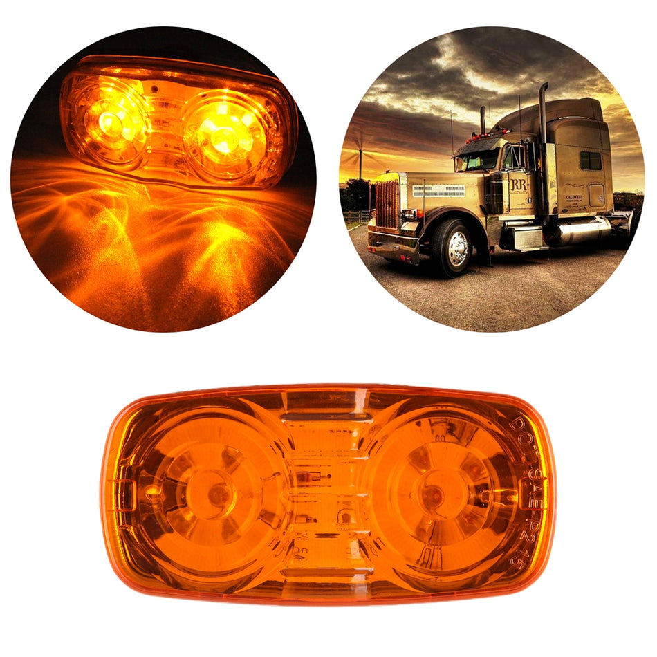 1x Amber 4 inch 12V 12 LED Side Marker Tail Light Taillight For Pickup Truck Lorry