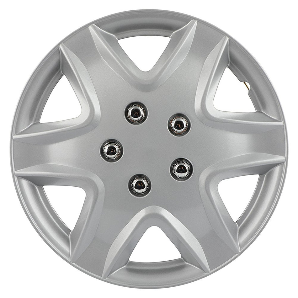 4 Set 15 Inch Wheel Hub Caps Silver Snap On For R15 Tire & Rim Wheel Covers Kit