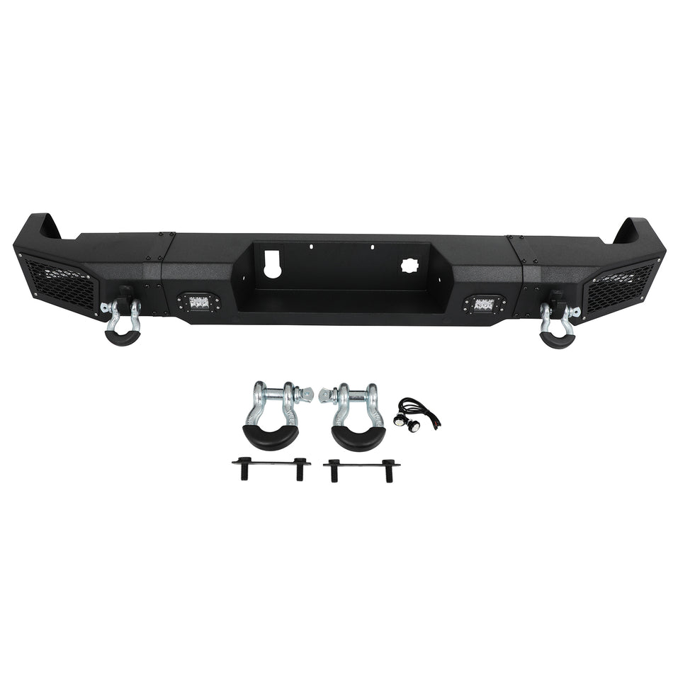 Rear For 2019-2024 Chevy Silverado 1500 Offroad Bumper w/ LED Lights & D-Rings