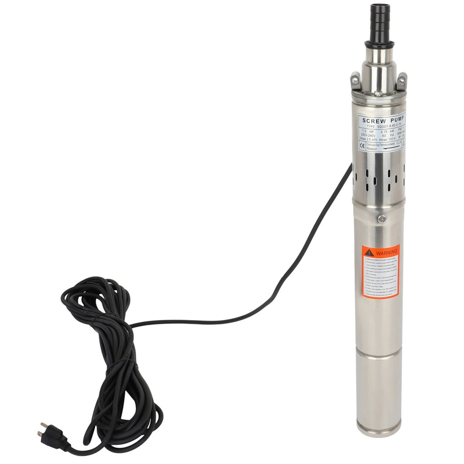 1inch 1Hp 220V/60Hz Screw Pump Submersible Water Deep Well Pump Stainless Steel