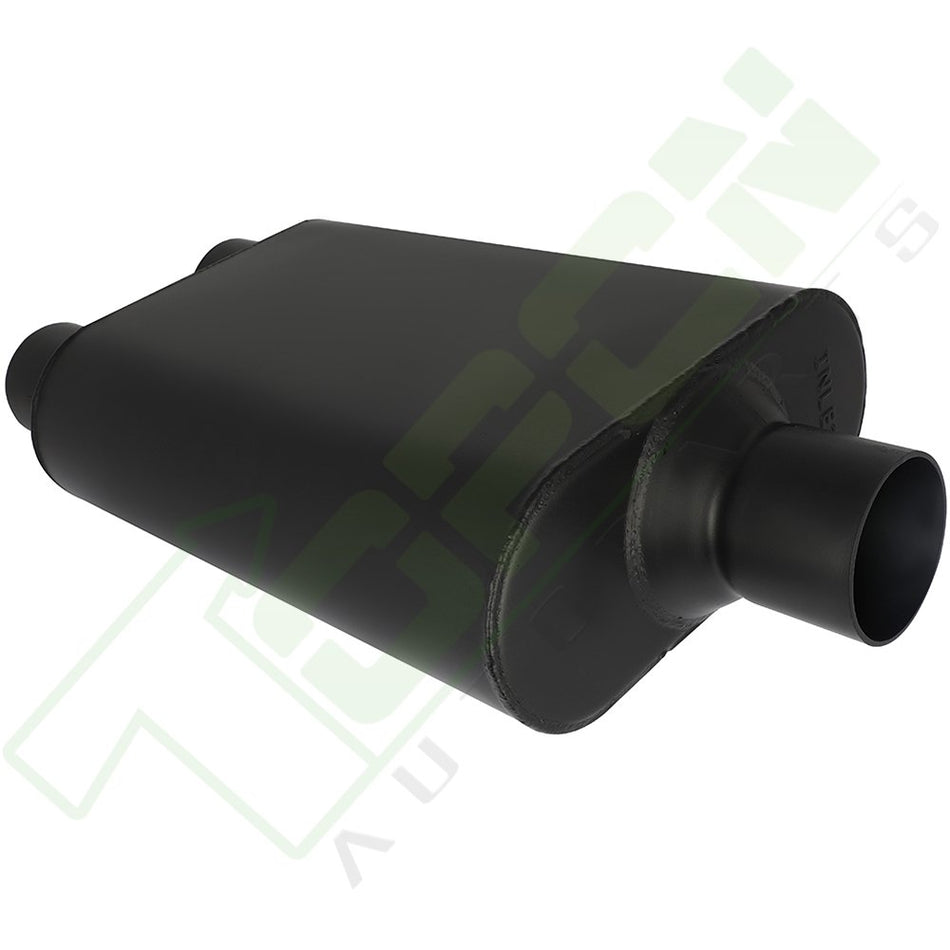 2.5inch Single Inlet- Dual Outlet Exhaust Chamber Muffler Aluminized Steel Long-19inch