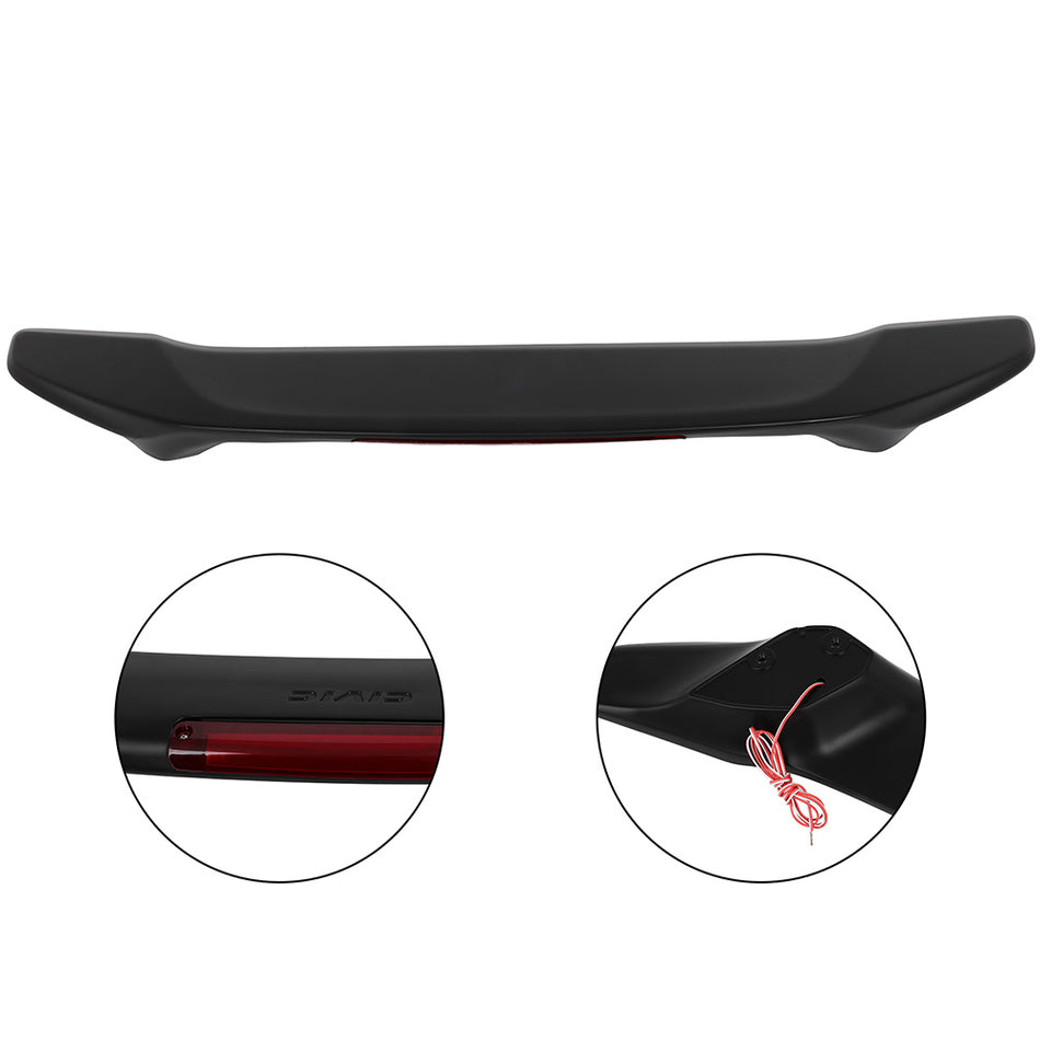 Fits Honda Civic 2016-2020 Black Rear Spoiler w/ Light Black ABS Plastic