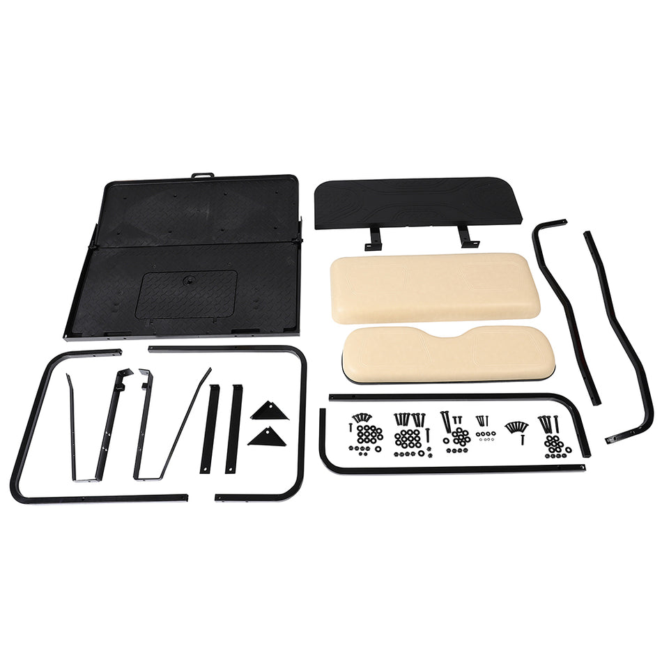 Rear Flip Seat Kit fits Club Car Golf Cart DS (2000-2013/Buff) W/ Roof Supports