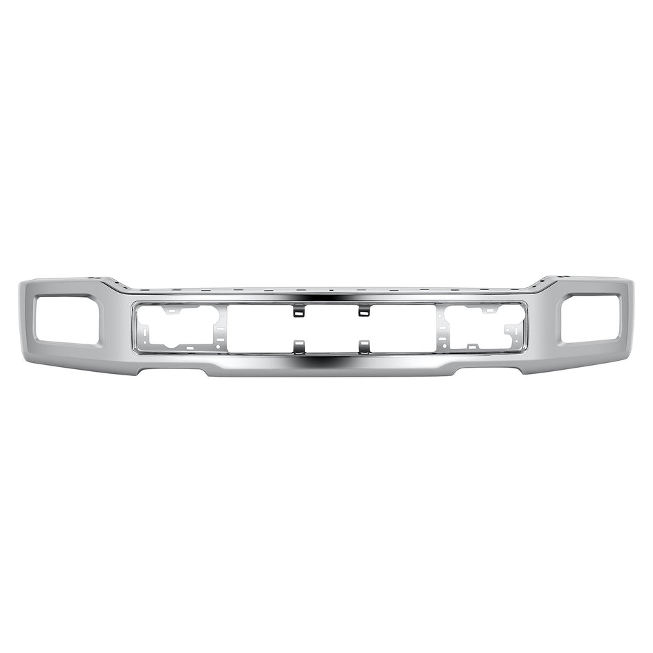 New Chrome Steel Front Bumper Face Bar For 18-20 Ford F-150 w/ Fog light holes