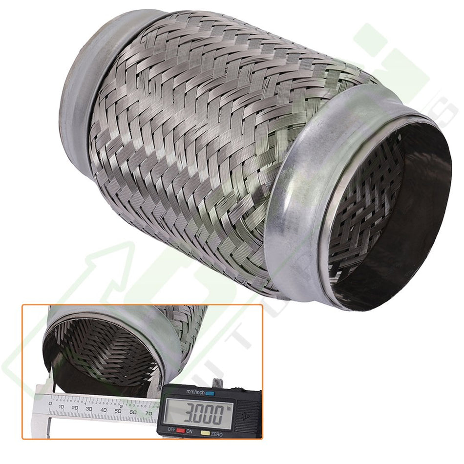 3inch Inlet/ ID- Exhaust Flex Pipe Coupling Stainless Steel Triple Ply 6inch Long