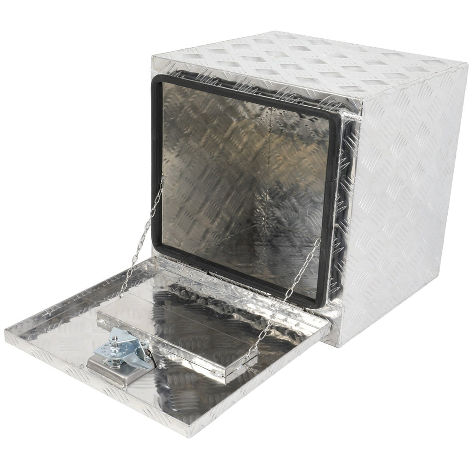18inchx 17inchx18inch Aluminum Storage Tool Box W/2x Chain For Truck Garage Home Office