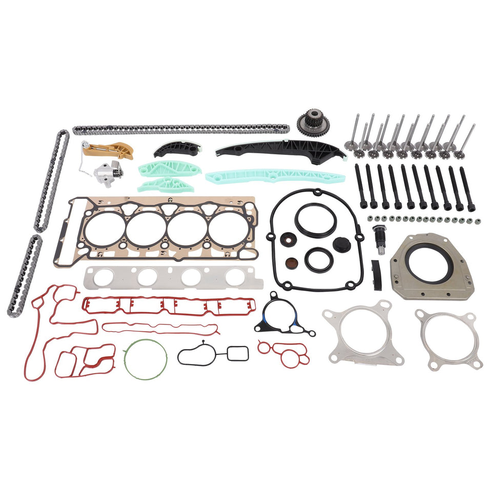 Timing Chain Head Gasket Set Intake Exhaust Valves Kit For Audi VW 2.0 TSI Jetta