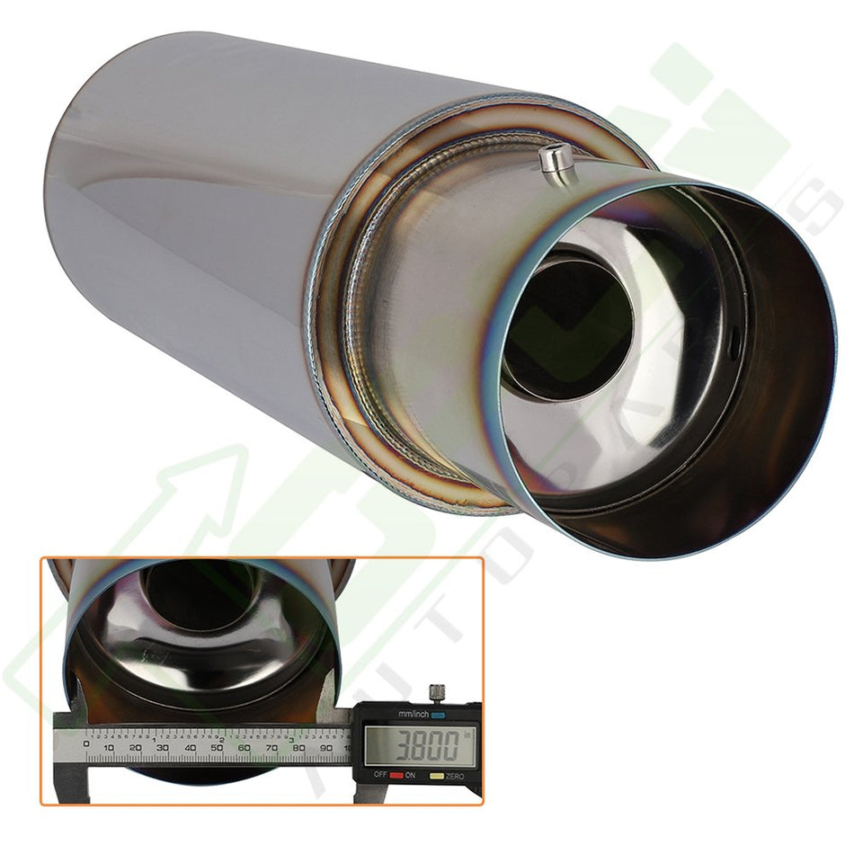 4inch N1 Style Burn Tip Stainless Steel Racing Resonator Exhaust Muffler 2.5inch