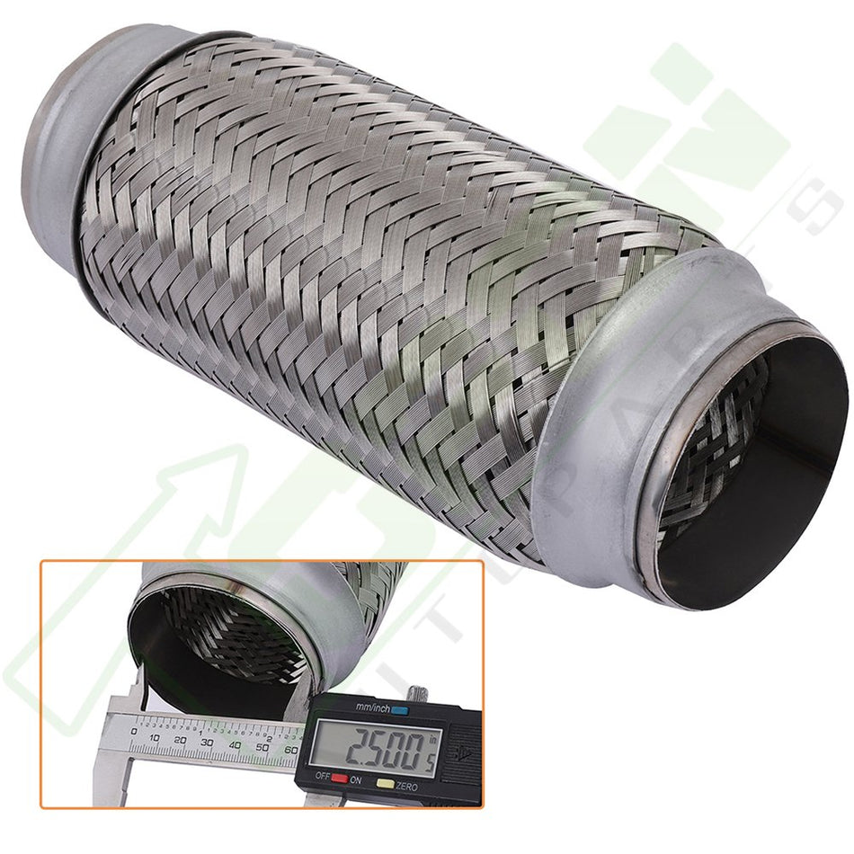 2.5inch Inlet/ ID- Exhaust Flex Pipe Coupling Stainless Steel Triple Ply 8inch Long