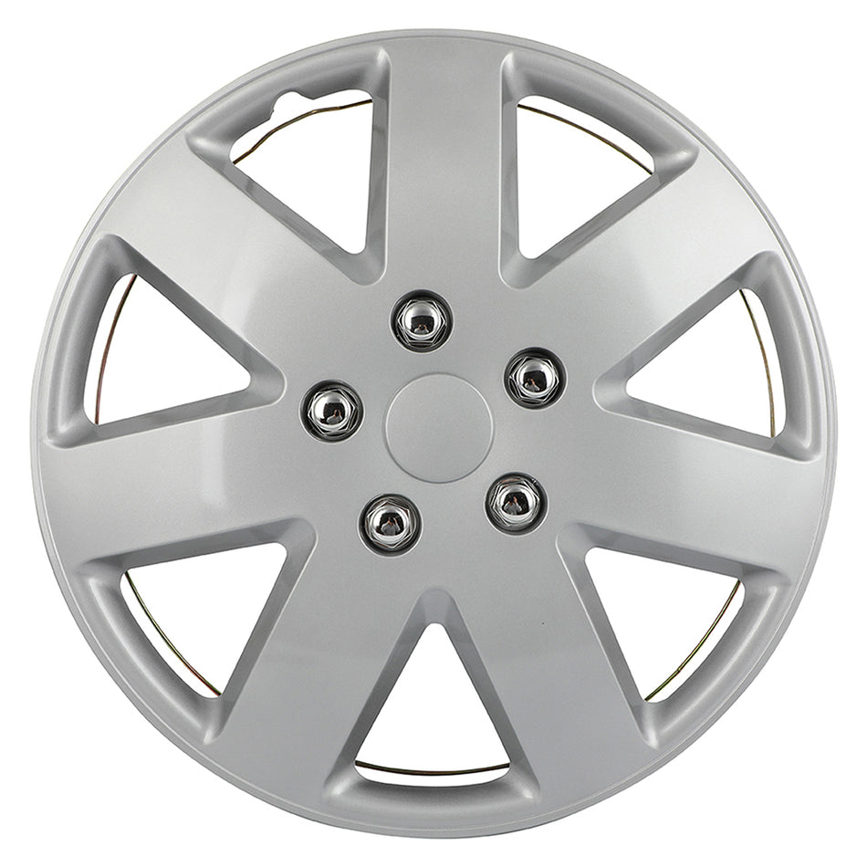 4 Set 16 Inch Wheel Hub Caps Silver Snap On For R16 Tire & Rim Wheel Covers Kit