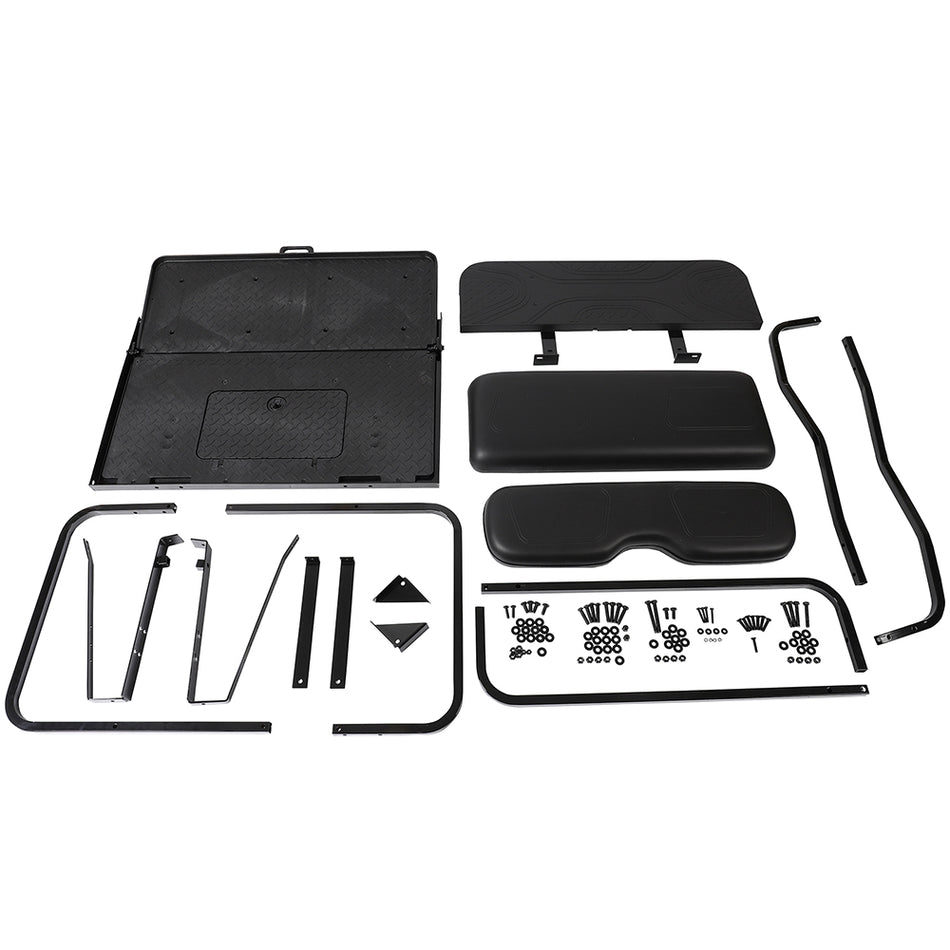 for Club Car Golf Cart DS (Black / 2001-2013) W/ Roof Support Rear Flip Seat Kit