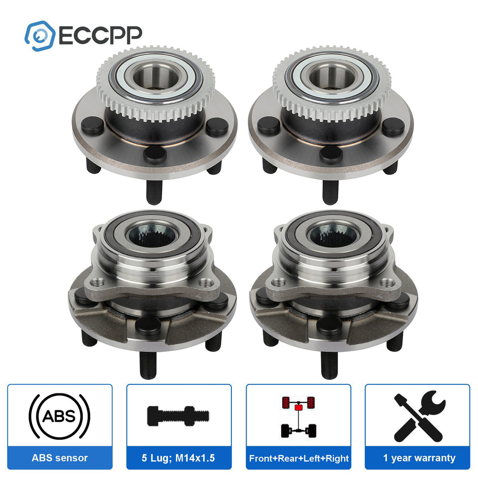 4 Pcs Front Rear Wheel Bearing Hub For Ford Mustang 2015 2016-2020 2.3L 5.0L