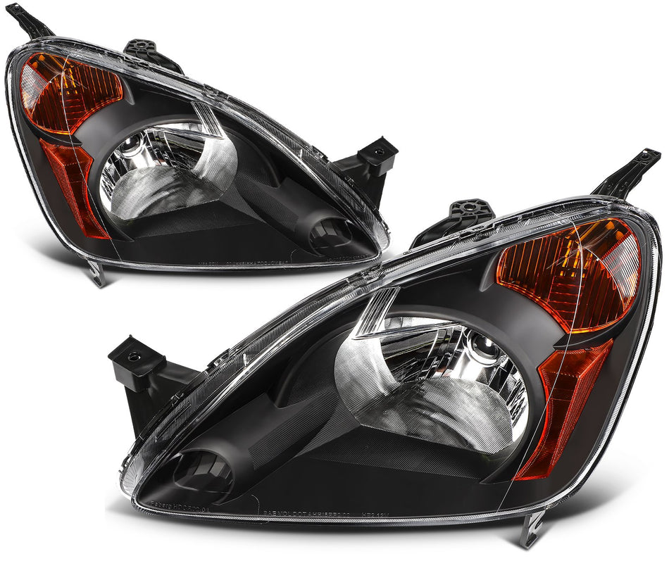 Headlamp For Honda CRV CR-V 2002-2004 Black Housing Headlights Assembly Pair