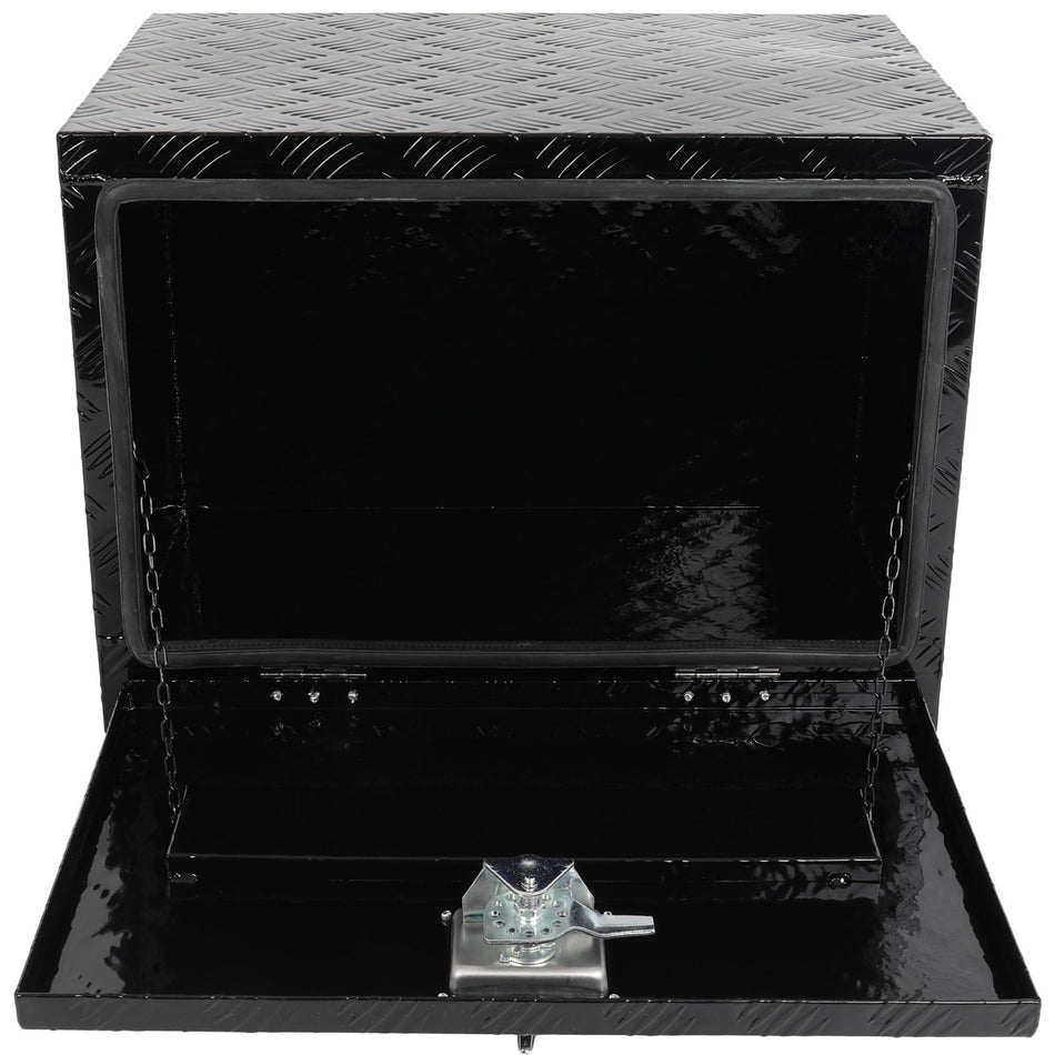 24inchx 17inchx18inch Aluminum Storage Tool Box W/2x Chain For Truck Garage Home Office