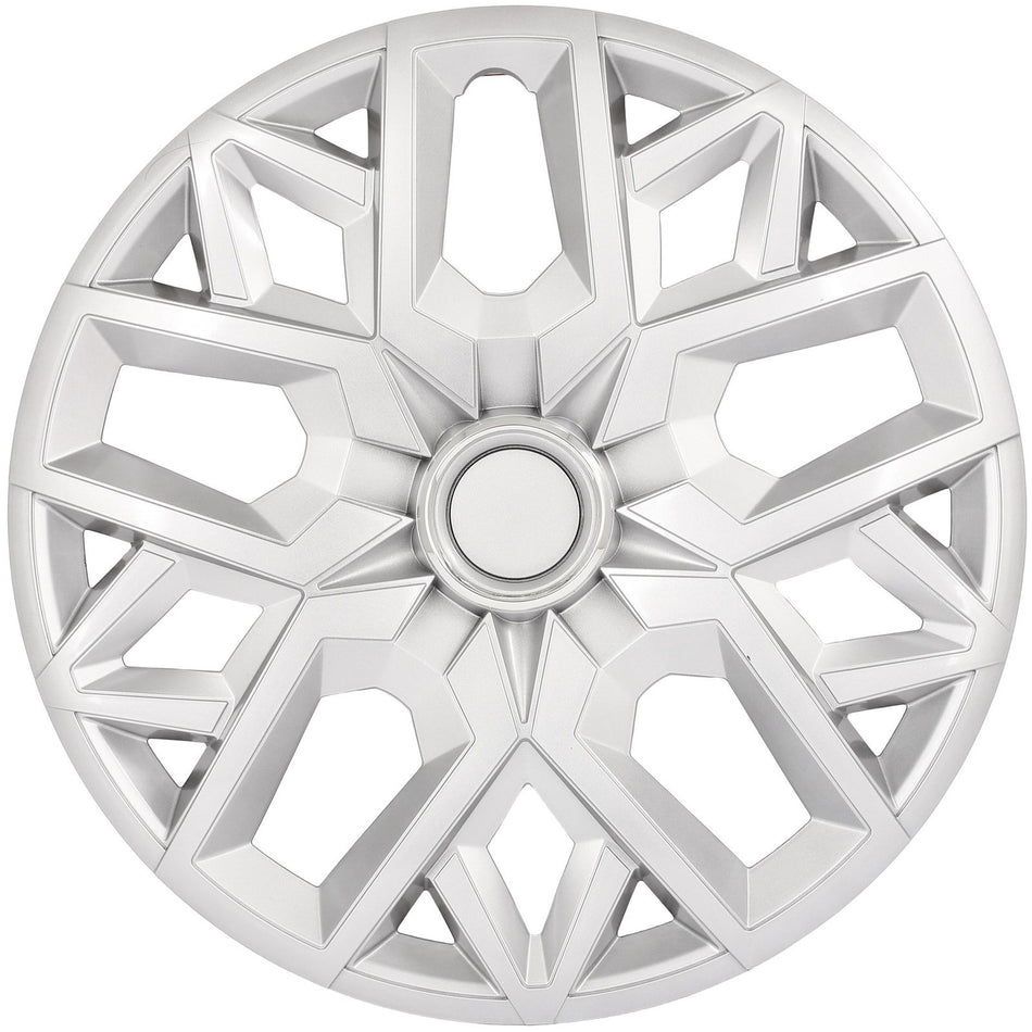 Set of 4 Silver Hub Caps with Snap-On Retention Rings Fits 16 inch Tires Rims