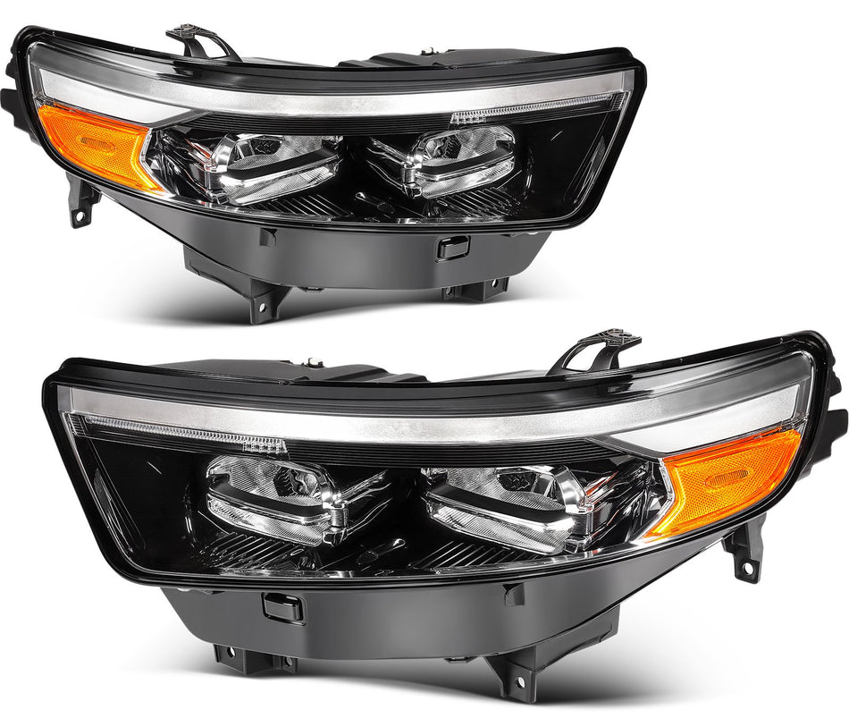 Fits 2020-2022 Ford Explorer 2.3L 3.0L 3.3L Black Headlights Assembly Pair