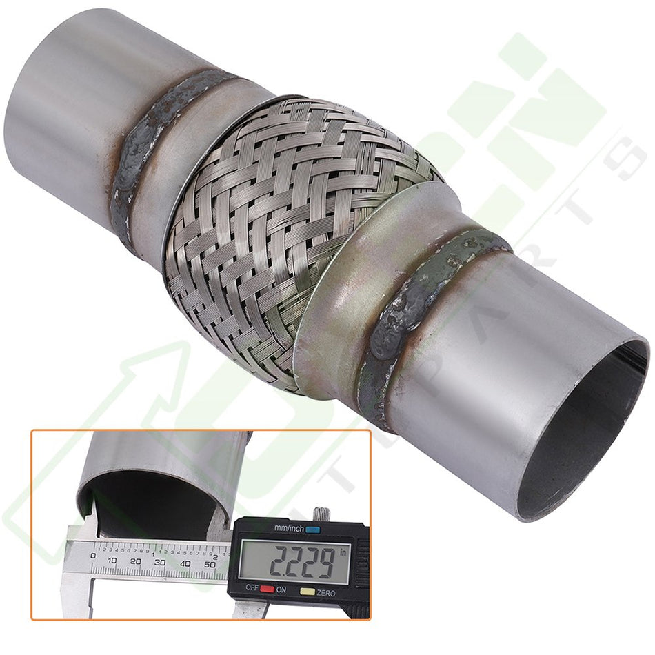 2.25inch x 4inch w/ Ends 8inch Long Exhaust Flex Pipe Coupling Stainless Steel Triple Ply
