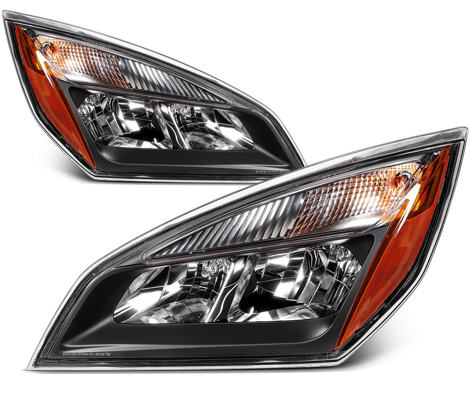 Black For Freightliner Cascadia 2018-2026 Halogen Headlights Assembly Pair