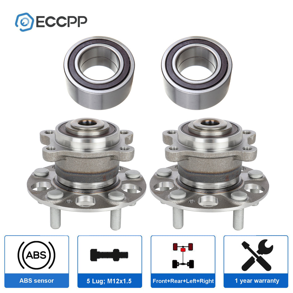 4X Wheel Hub Bearings Front Rear FWD For Honda Accord 2005-2007 Hybrid 3.0L Only