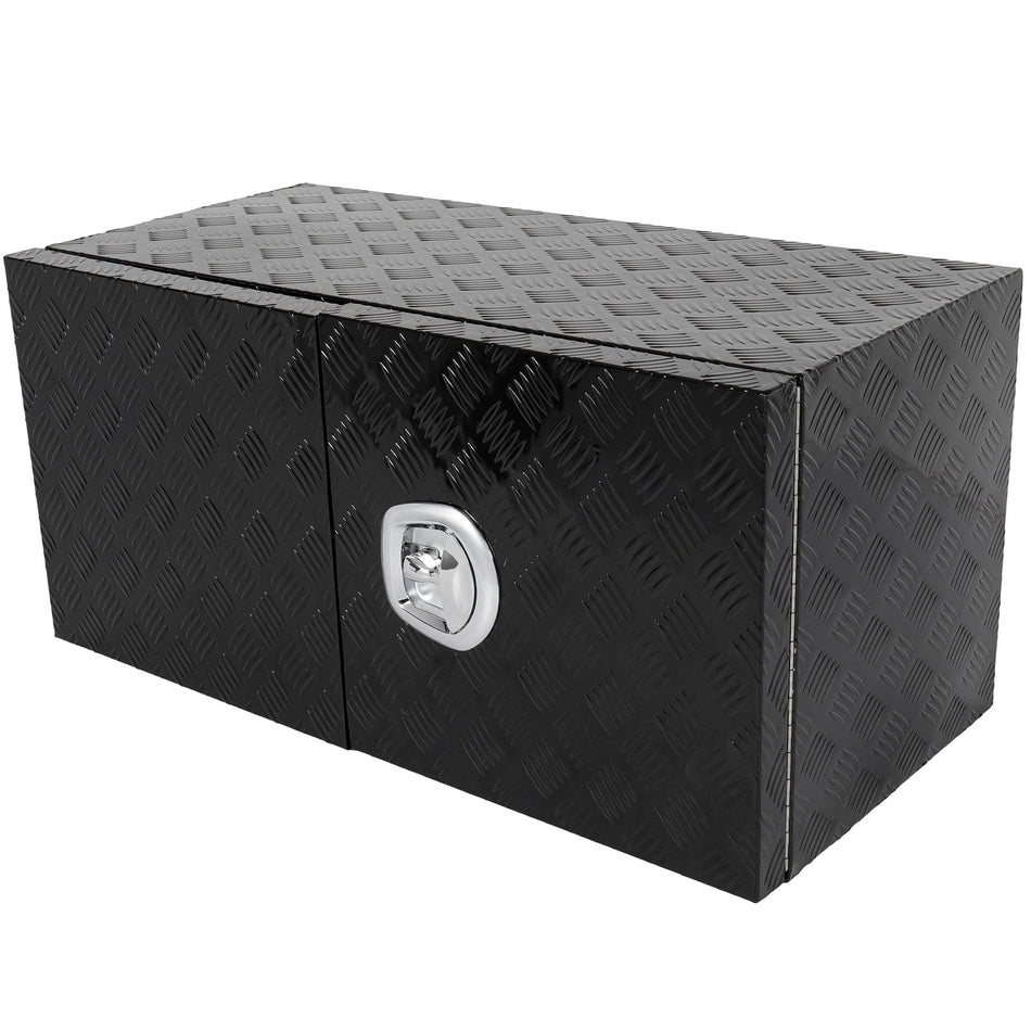 36inchx18inchx18inch Aluminum Storage Tool Box W/2x Chain with Dovetail Lock For Truck Home