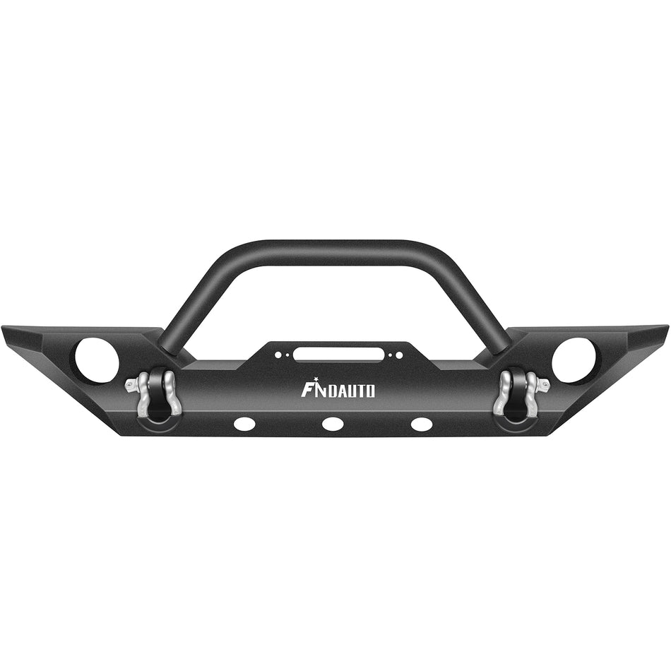 For 2007-18 Jeep Wrangler JK Front Bumper W/ Fog Light Hole & D-Rings Assembly