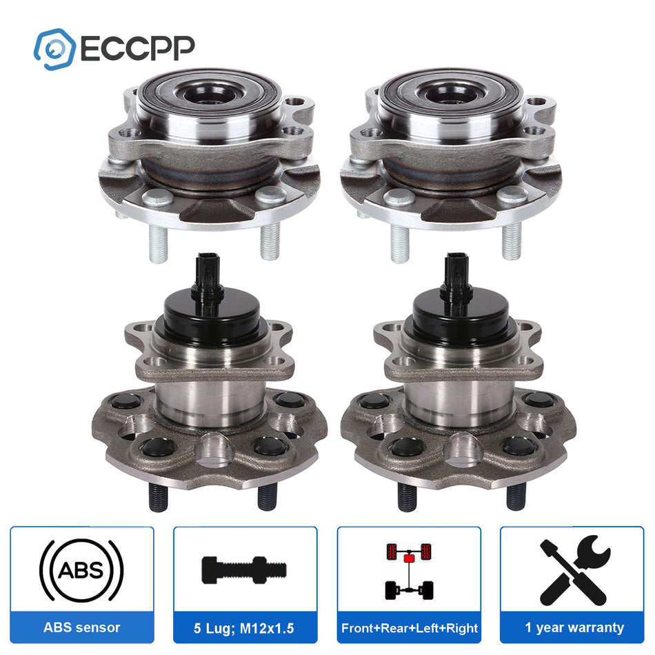 4 Pcs Wheel Hub Bearings Assembly Front Rear FWD For Toyota Prius V 2012-2018
