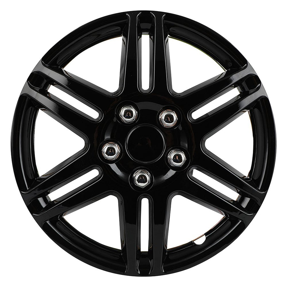 4 Set 14 Inch Wheel Hub Caps Black Snap On For R14 Tire & Rim Wheel Covers Kit