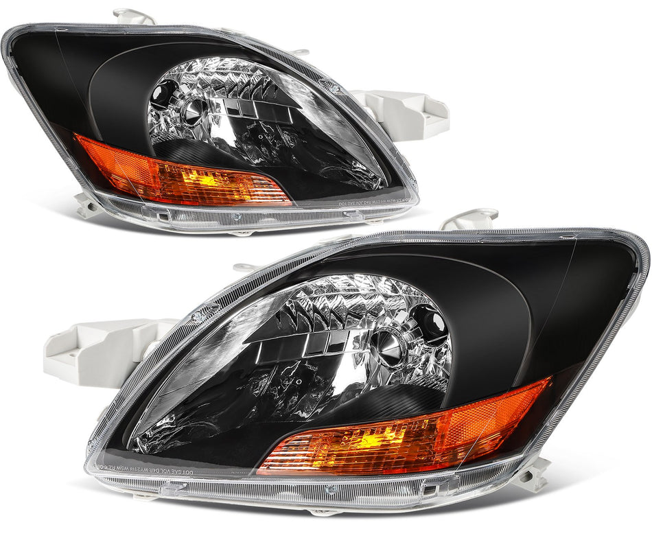 Fits Toyota Yaris 1.5L Sedan 4-Door 2007-2011 Black Headlights Assembly Pair