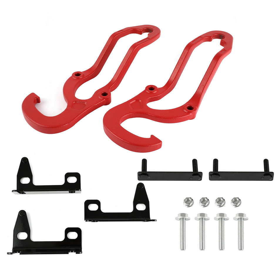 Upgrated Heavy Duty Front Tow Hooks For 2019-2010 2009 Dodge Ram 1500 Red Steel