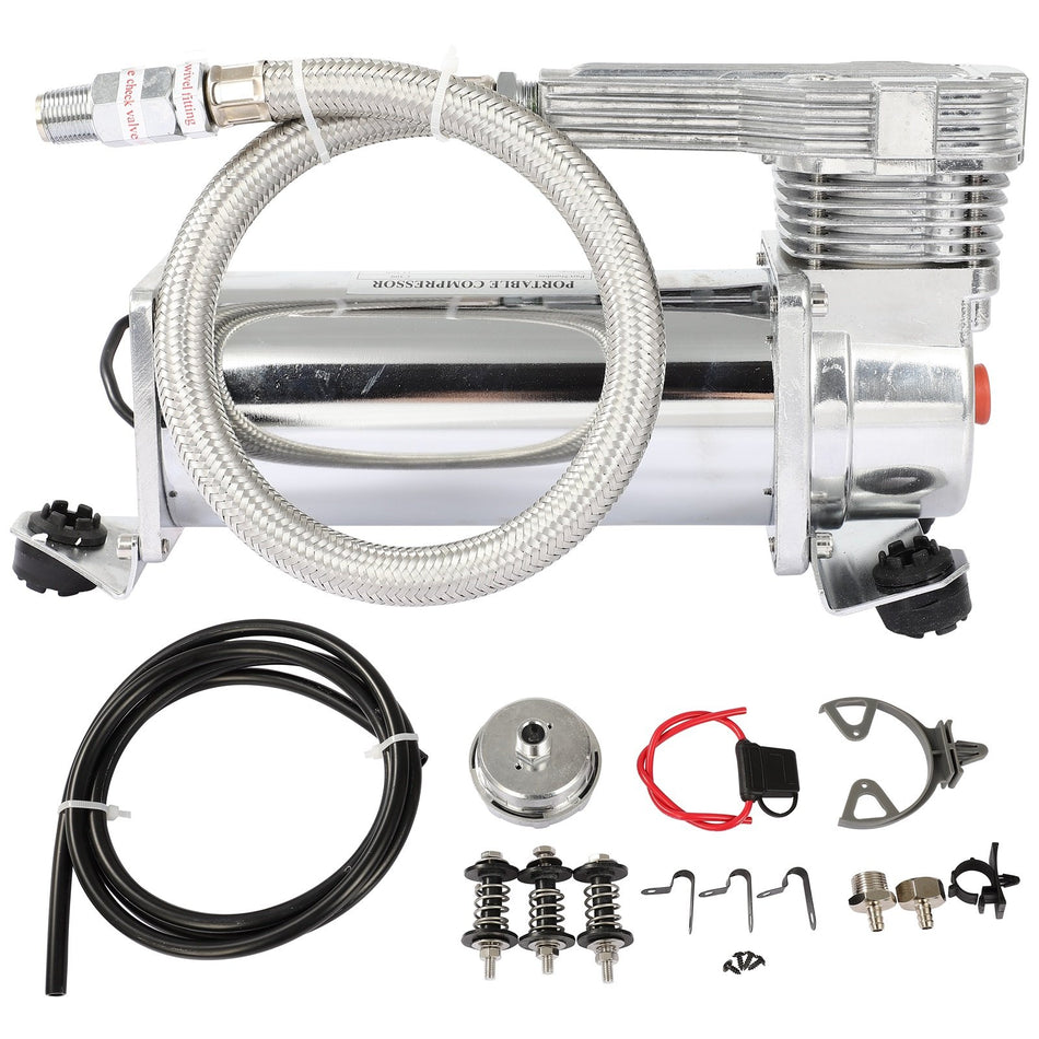For Air Suspension - 12V 200 PSI Single Stealth White Air Compressor