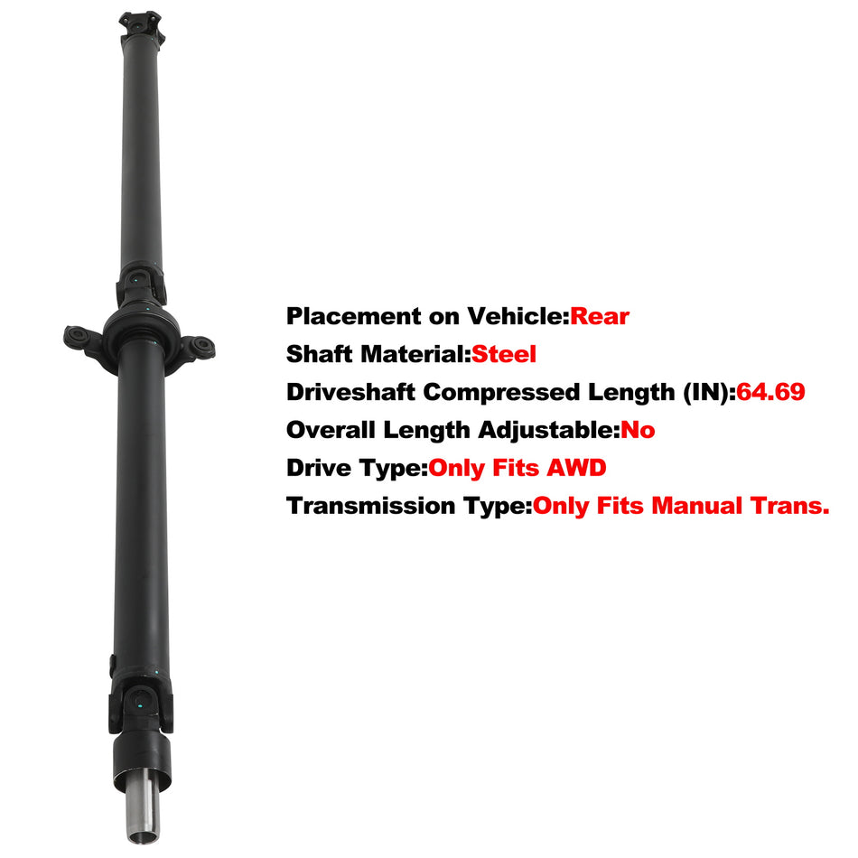 Driveshaft For Subaru Outback 2001-04 2.5L 3.0L Rear AWD Manual Trans. 65-7036