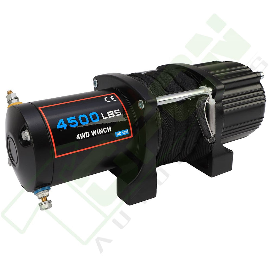 4500LBS Electric Winch 12V Synthetic Rope Truck Trailer Towing Off Road 4WD New