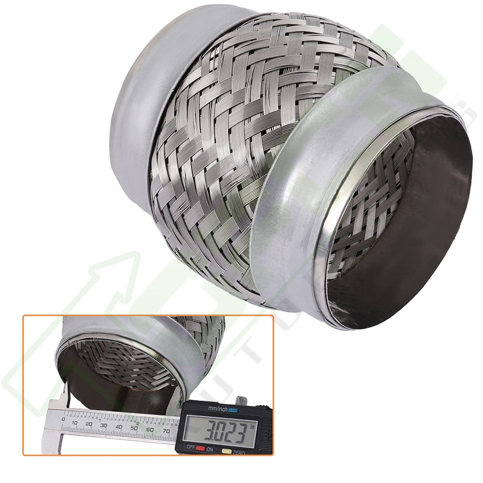 3inch Inlet/ ID- Exhaust Flex Pipe Coupling Stainless Steel Triple Ply 4inch Long
